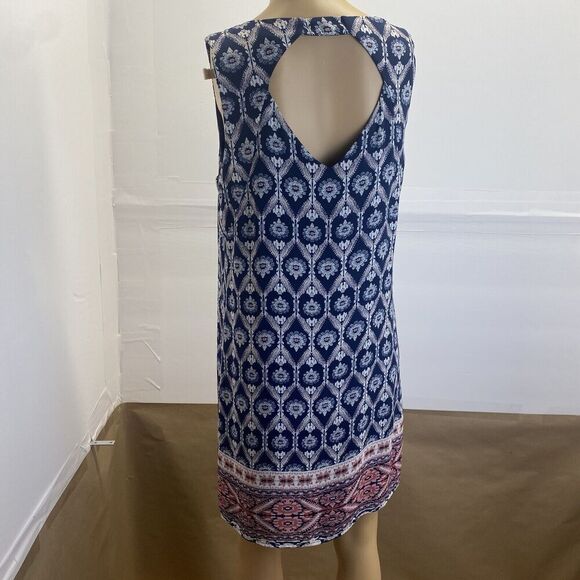 Pink Republic Women’s Sleeveless Navy Print Mini Dress Size Large Pre Owned - Picture 13 of 15